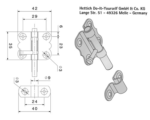 Schéma technique d''un verrou avec dimensions