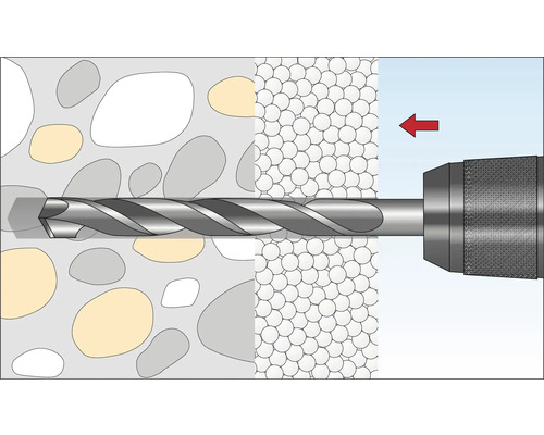 Illustration d''une perceuse perçant la pierre et la maçonnerie