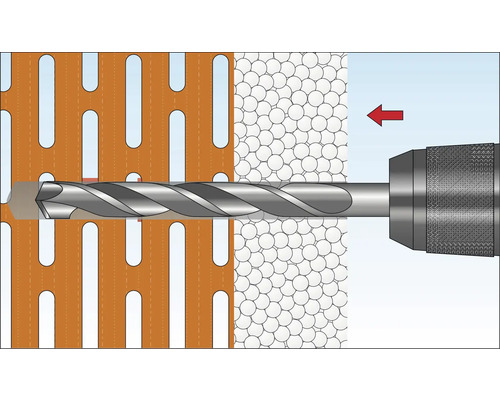 Foret perçant une brique perforée et du béton cellulaire
