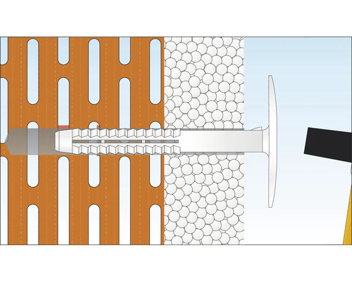 Illustration d''une fixation par cheville dans un mur