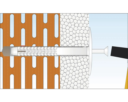 Fixation d''une vis avec cheville dans un mur