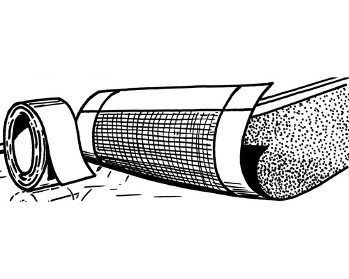 Illustration d''un produit en rouleau avec structure grillagée et matériau isolant