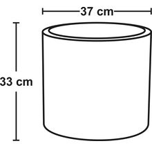 Technische Zeichnung eines Pflanzgefäßes mit den Maßen 37 Zentimeter Breite und 33 Zentimeter Höhe.