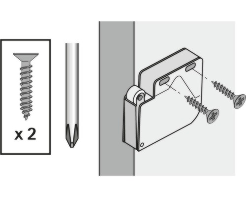 Illustration d''une fixation de volet roulant avec des vis et un tournevis