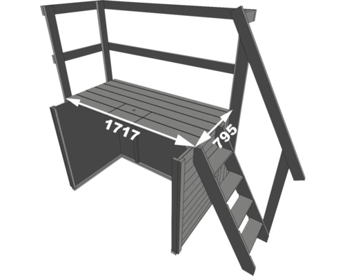 Spielturm mit den Maßen 1717x795 mm
