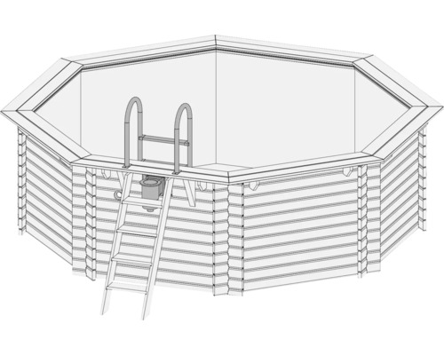 Achteckiger Holzpool mit Leiter