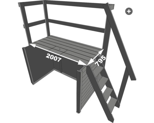 Illustration eines Spielturms mit den Maßen 2007 und 795.