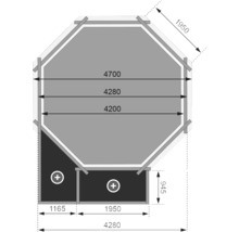 Grundriss eines Gartenhauses mit Maßangaben