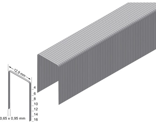 Verpackung Heftklammern mit Größenangabe