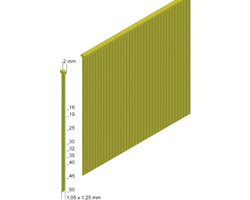 Magazinnägel im Streifen mit den Größen 16 Millimeter bis 50 Millimeter