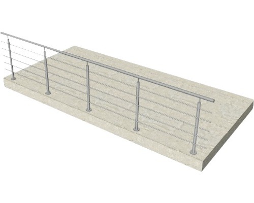 Garde-corps avec câbles en acier inoxydable sur plaque de béton