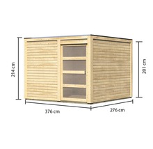 Gartenhaus Karibu Carlson 2 mit selbstklebender Dachfolie 276 x 276 cm natur