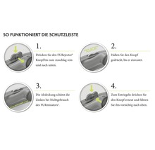 Anleitung zur Verwendung der Schutzleiste eines FURminators in vier Schritten