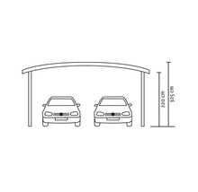 Schéma d''un double abri de voiture avec dimensions de 220 cm et 325 cm