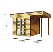 Blockbohlenhaus SKAN HOLZ Venlo 2 mit Fußboden und seitlichem Dach 420 x 290 cm natur