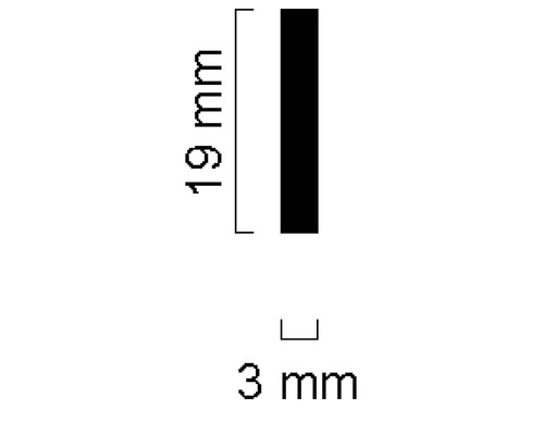 Dimensions : 19 mm de hauteur, 3 mm de largeur