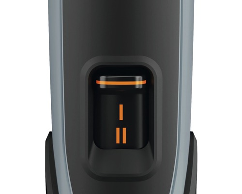 Detailansicht eines Trimmers mit Leistungsstufeneinstellung