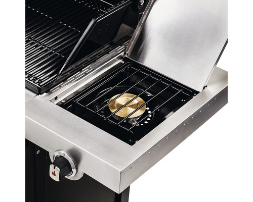Vue détaillée d''un gril à gaz avec brûleur latéral