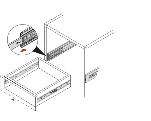 Dessin d''une armoire avec glissières de tiroir