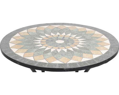 Table de jardin ronde avec motif mosaïque