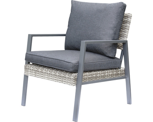 Fauteuil de jardin avec coussin et aspect rotin