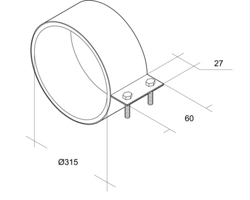 Technische Zeichnung Rohrschelle Durchmesser 315 Millimeter
