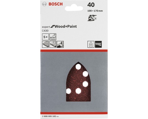 Papier abrasif Bosch Expert C430 pour bois et peinture, grain 40