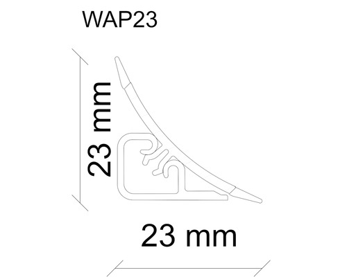 Wandabschlussleiste mit einer Größe von 23 Millimeter