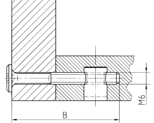 Dessin technique d''une vis avec la désignation M6 et B