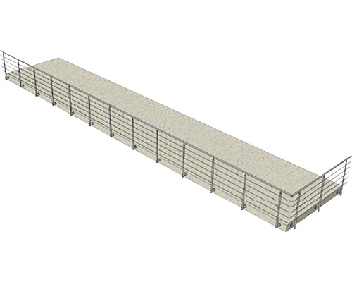 Lange Betonbrücke mit Geländer aus Metall