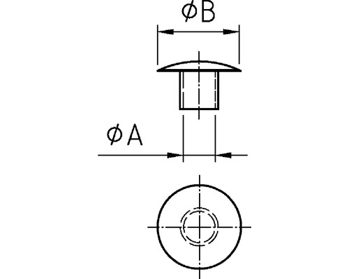 Schéma technique d''un bouchon borgne avec indications de dimensions