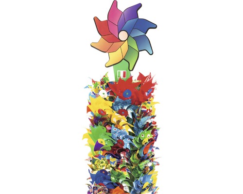 Ensemble de moulins à vent multicolores