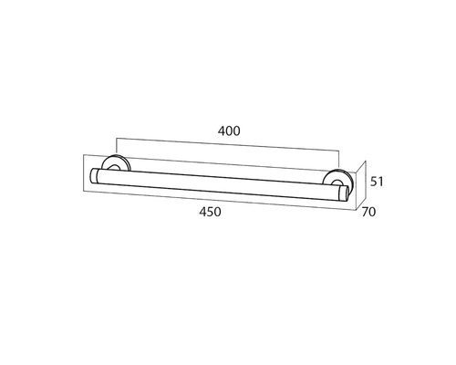 Dessin technique d''un porte-serviettes avec dimensions.