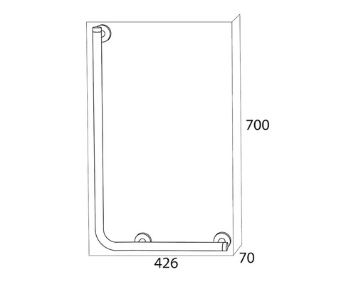 Dessin technique d''une barre d''appui avec des dimensions pour le montage dans la salle de bain