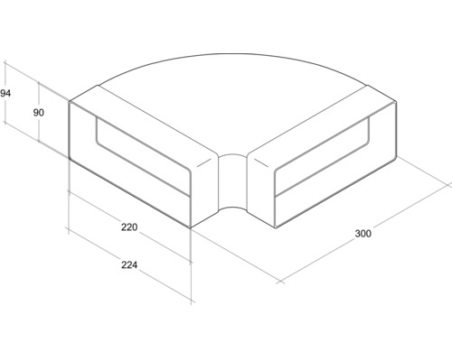 Dessin technique d''un élément d''angle avec indications de dimension