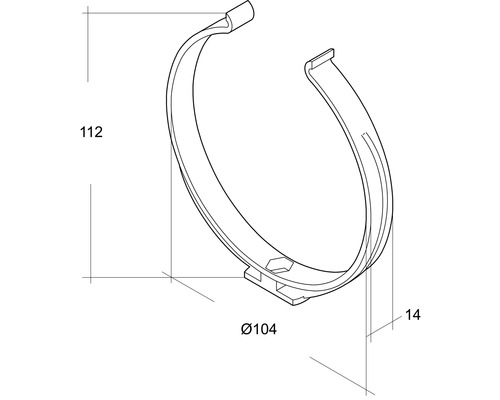 Collier de serrage avec les dimensions 112, diamètre 104 et 14