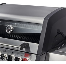 Gros plan d''un barbecue à gaz en acier inoxydable avec affichage de la température
