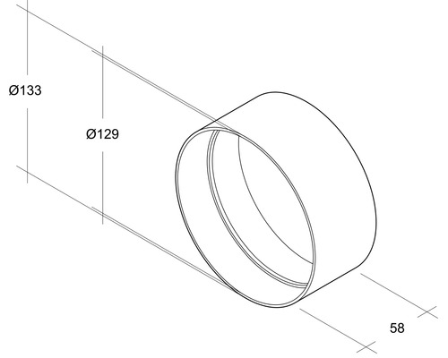 Rohrverbinder mit den Maßen 133, 129 und 58 Millimeter