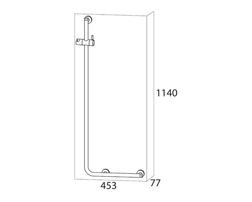 Dessin technique d''un système de douche avec dimensions