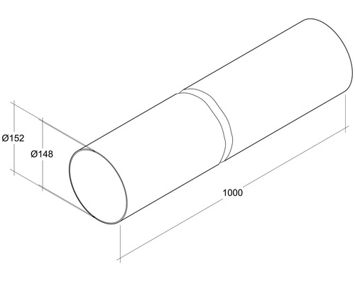 Schéma technique d''un tuyau de 152 millimètres et 148 millimètres de diamètre et de 1000 millimètres de long.
