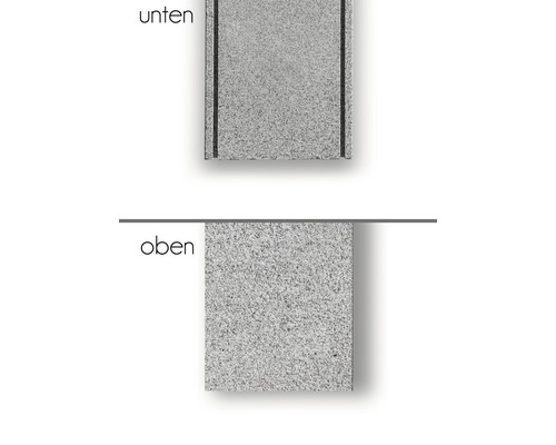 Ansicht einer Granitplatte von oben und unten