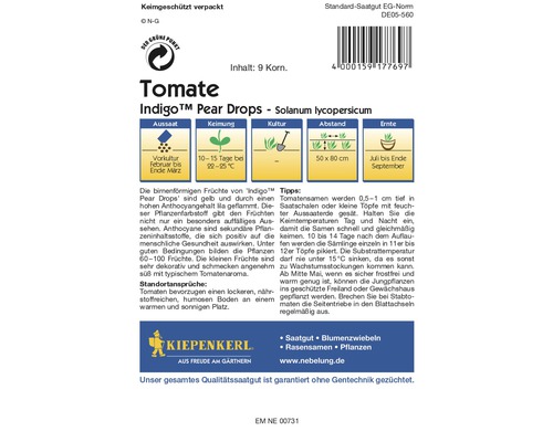 Tomatensamen Indigo Pear Drops Verpackung