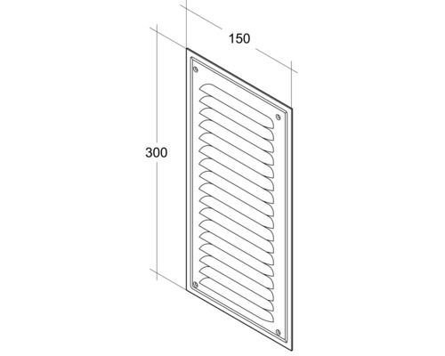 Dessin technique d''une grille d''aération de dimensions 300 sur 150.