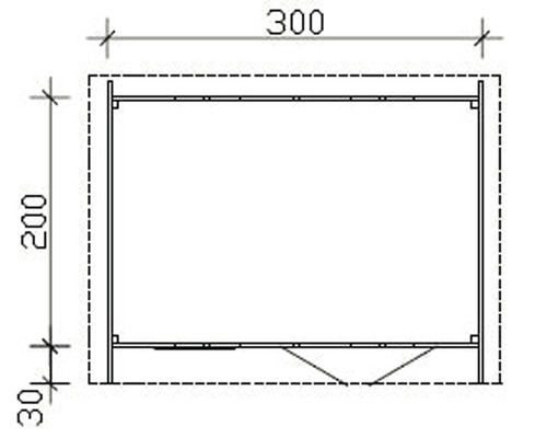 Technische Zeichnung eines Regals mit Maßangaben