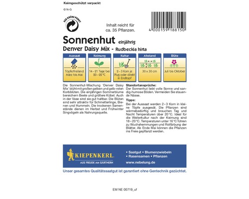 Sachet de graines de rudbeckies hérissées Denver Daisy Mix pour tournesol annuel