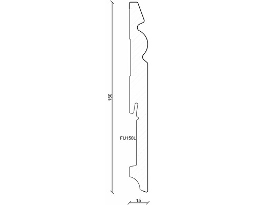 Dessin technique d''une plinthe de dimensions 150 x 15 millimètres