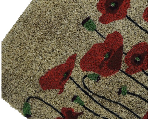 Paillasson en fibre de coco avec motif de coquelicots