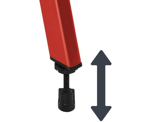 Verstellbarer Fuss einer Leiter mit Pfeilsymbol