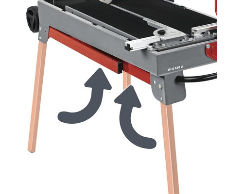 Details einer Fliesenschneidmaschine mit Gestell