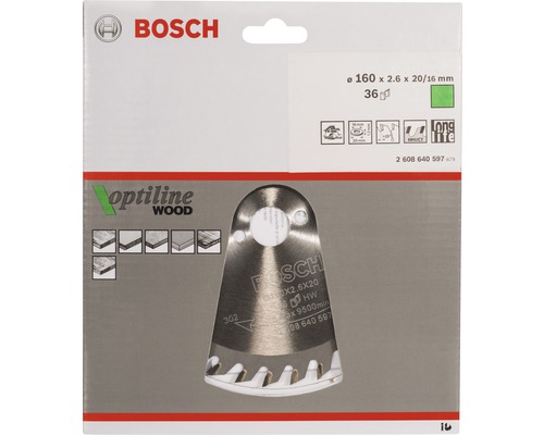 Lame de scie circulaire Bosch Optiline Wood dans son emballage